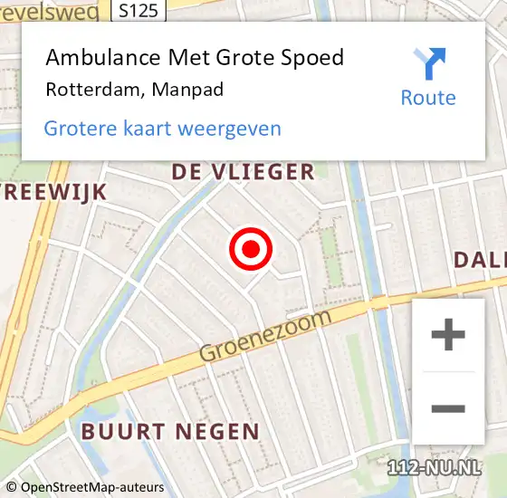 Locatie op kaart van de 112 melding: Ambulance Met Grote Spoed Naar Rotterdam, Manpad op 21 juli 2018 01:18