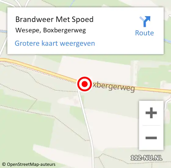 Locatie op kaart van de 112 melding: Brandweer Met Spoed Naar Wesepe, Boxbergerweg op 21 juli 2018 02:08