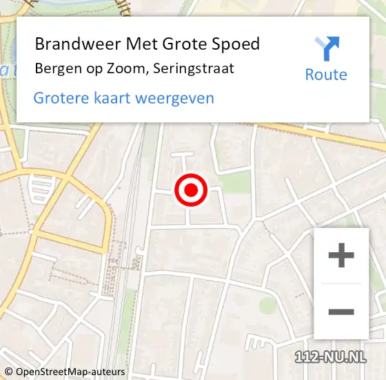 Locatie op kaart van de 112 melding: Brandweer Met Grote Spoed Naar Bergen op Zoom, Seringstraat op 21 juli 2018 05:59