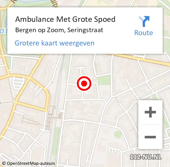 Locatie op kaart van de 112 melding: Ambulance Met Grote Spoed Naar Bergen op Zoom, Seringstraat op 21 juli 2018 06:00