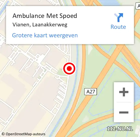 Locatie op kaart van de 112 melding: Ambulance Met Spoed Naar Vianen, Laanakkerweg op 21 juli 2018 06:21