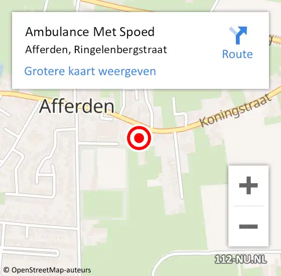 Locatie op kaart van de 112 melding: Ambulance Met Spoed Naar Afferden, Ringelenbergstraat op 21 juli 2018 12:27