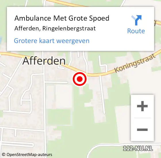 Locatie op kaart van de 112 melding: Ambulance Met Grote Spoed Naar Afferden, Ringelenbergstraat op 21 juli 2018 12:28
