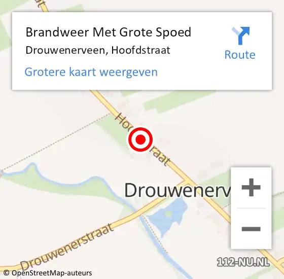 Locatie op kaart van de 112 melding: Brandweer Met Grote Spoed Naar Drouwenerveen, Hoofdstraat op 21 juli 2018 12:32