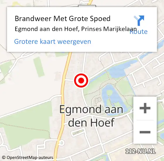 Locatie op kaart van de 112 melding: Brandweer Met Grote Spoed Naar Egmond aan den Hoef, Prinses Marijkelaan op 21 juli 2018 13:07