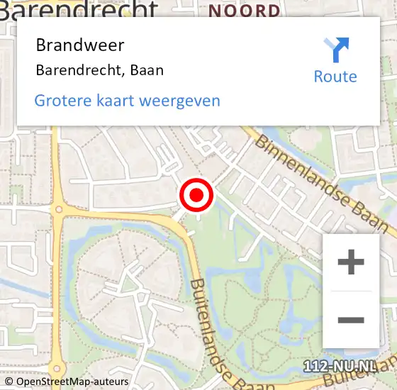 Locatie op kaart van de 112 melding: Brandweer Barendrecht, Baan op 21 juli 2018 14:55