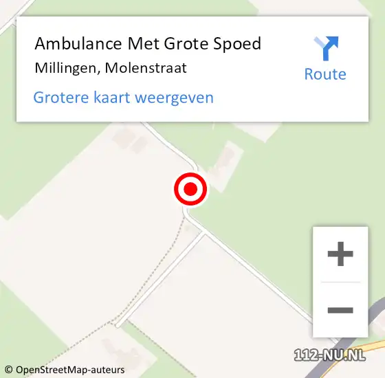 Locatie op kaart van de 112 melding: Ambulance Met Grote Spoed Naar Millingen, Molenstraat op 21 juli 2018 15:11