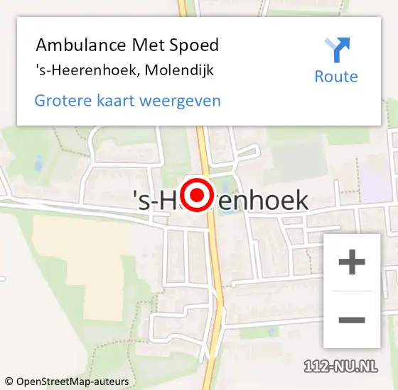 Locatie op kaart van de 112 melding: Ambulance Met Spoed Naar 's-Heerenhoek, Molendijk op 21 juli 2018 16:47