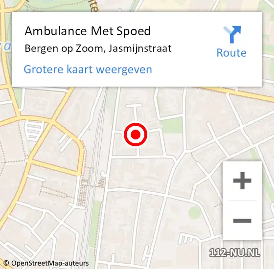 Locatie op kaart van de 112 melding: Ambulance Met Spoed Naar Bergen op Zoom, Jasmijnstraat op 21 juli 2018 17:02