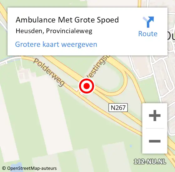 Locatie op kaart van de 112 melding: Ambulance Met Grote Spoed Naar Heusden, Provincialeweg op 21 juli 2018 20:31