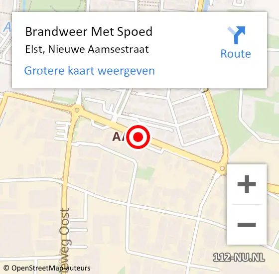 Locatie op kaart van de 112 melding: Brandweer Met Spoed Naar Elst, Oude Aamsestraat op 21 juli 2018 21:40