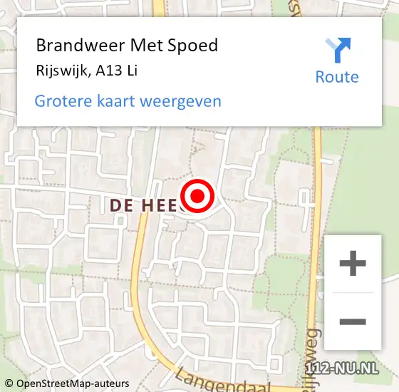 Locatie op kaart van de 112 melding: Brandweer Met Spoed Naar Rijswijk, A13 Li op 21 juli 2018 22:32