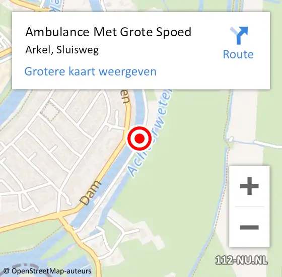 Locatie op kaart van de 112 melding: Ambulance Met Grote Spoed Naar Arkel, Sluisweg op 21 juli 2018 23:55
