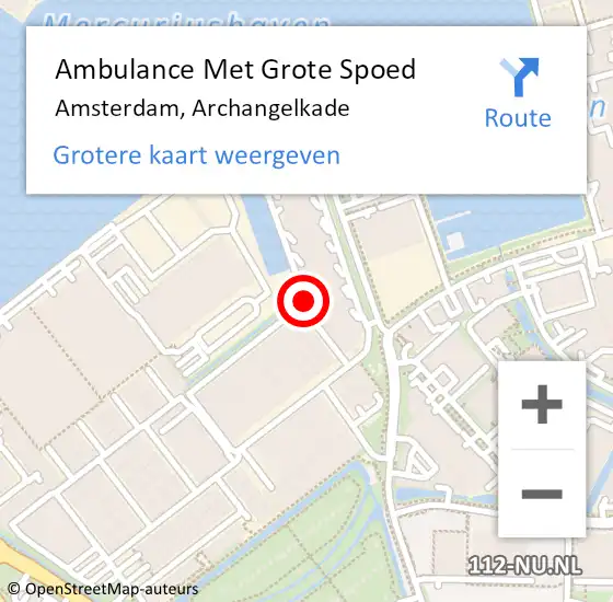 Locatie op kaart van de 112 melding: Ambulance Met Grote Spoed Naar Amsterdam, Archangelkade op 22 juli 2018 00:07