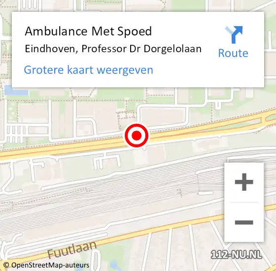 Locatie op kaart van de 112 melding: Ambulance Met Spoed Naar Eindhoven, Professor Dr Dorgelolaan op 22 juli 2018 00:57