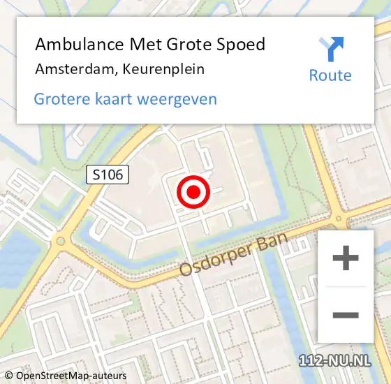 Locatie op kaart van de 112 melding: Ambulance Met Grote Spoed Naar Amsterdam, Keurenplein op 22 juli 2018 02:00