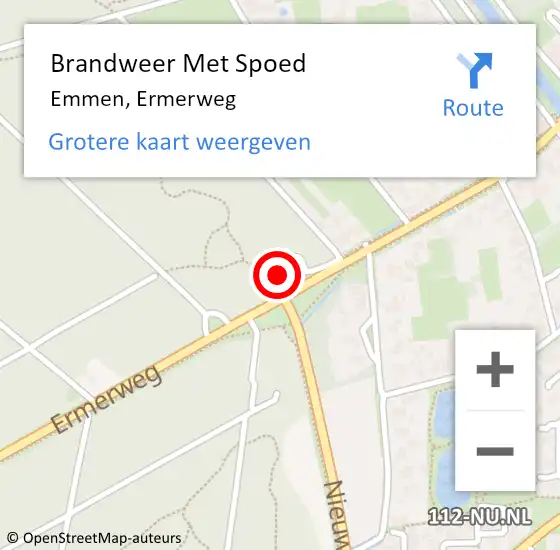 Locatie op kaart van de 112 melding: Brandweer Met Spoed Naar Emmen, Ermerweg op 22 juli 2018 02:08