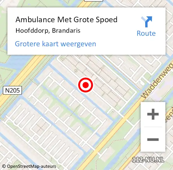 Locatie op kaart van de 112 melding: Ambulance Met Grote Spoed Naar Hoofddorp, Brandaris op 22 juli 2018 03:55