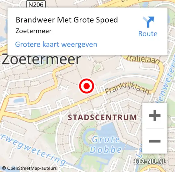 Locatie op kaart van de 112 melding: Brandweer Met Grote Spoed Naar Zoetermeer op 22 juli 2018 04:13