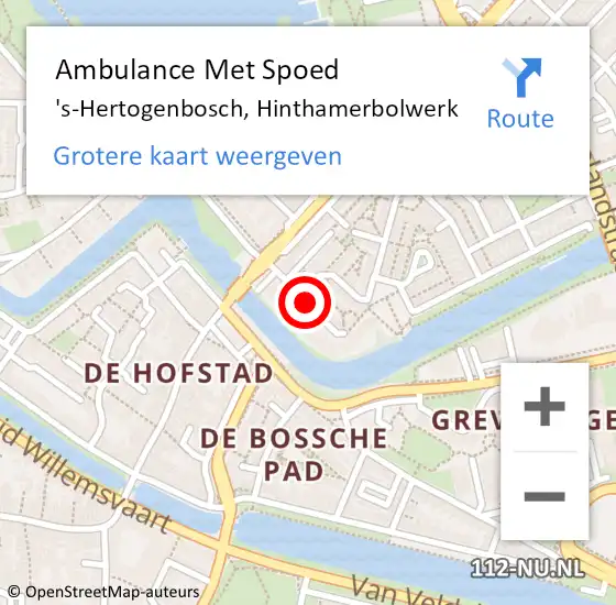 Locatie op kaart van de 112 melding: Ambulance Met Spoed Naar 's-Hertogenbosch, Hinthamerbolwerk op 22 juli 2018 04:19