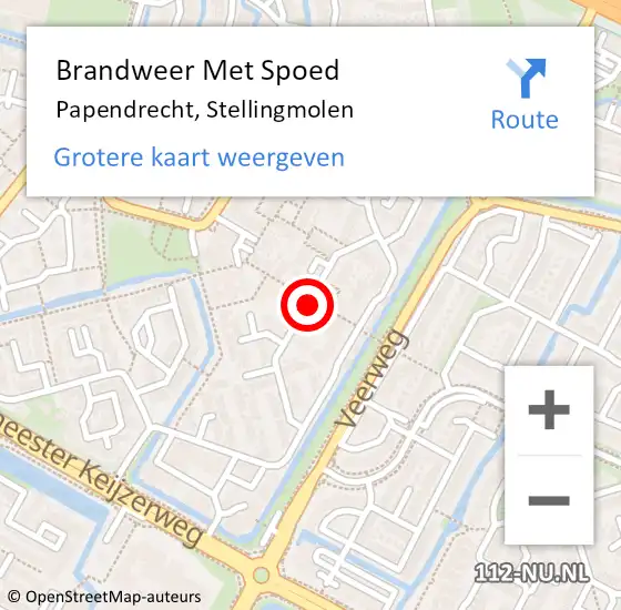 Locatie op kaart van de 112 melding: Brandweer Met Spoed Naar Papendrecht, Stellingmolen op 22 juli 2018 04:23