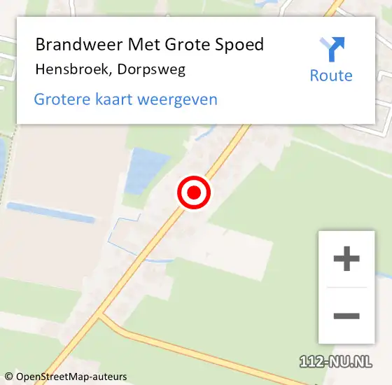 Locatie op kaart van de 112 melding: Brandweer Met Grote Spoed Naar Hensbroek, Dorpsweg op 22 juli 2018 05:08