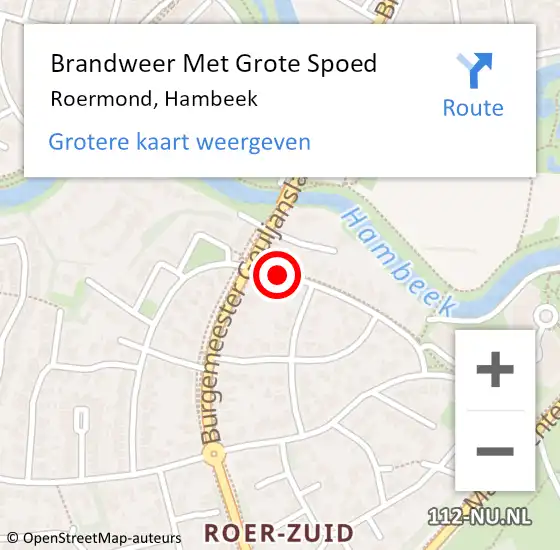 Locatie op kaart van de 112 melding: Brandweer Met Grote Spoed Naar Roermond, Hambeek op 3 maart 2014 17:55