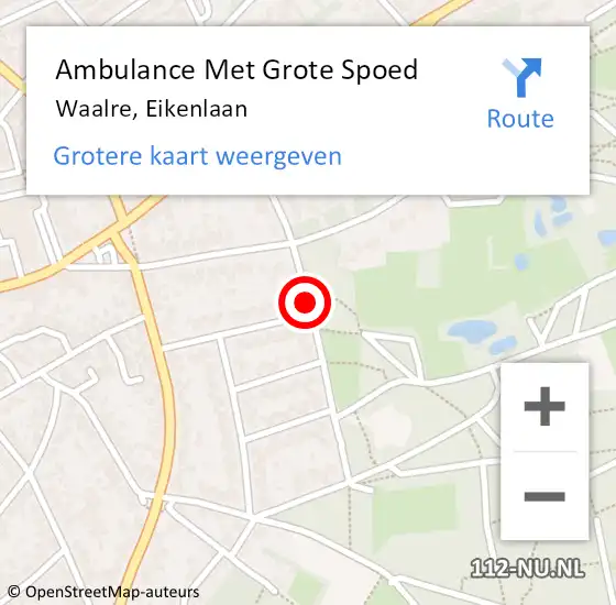 Locatie op kaart van de 112 melding: Ambulance Met Grote Spoed Naar Waalre, Eikenlaan op 22 juli 2018 09:38