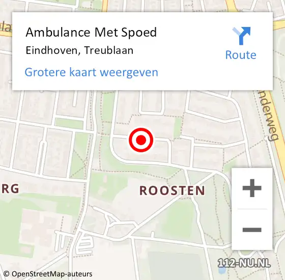 Locatie op kaart van de 112 melding: Ambulance Met Spoed Naar Eindhoven, Treublaan op 22 juli 2018 09:43
