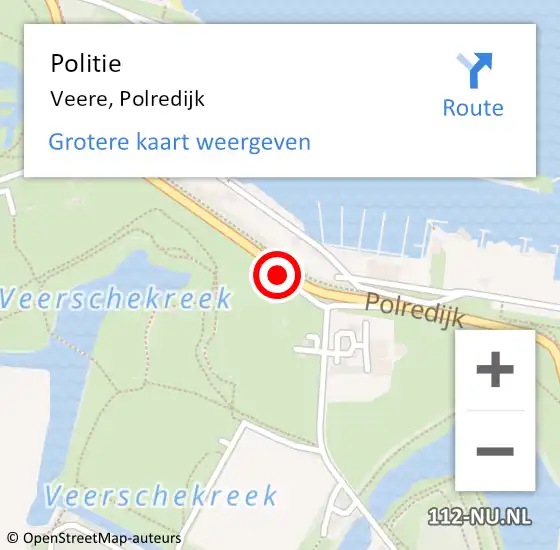 Locatie op kaart van de 112 melding: Politie Veere, Polredijk op 22 juli 2018 10:11