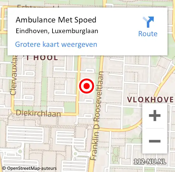 Locatie op kaart van de 112 melding: Ambulance Met Spoed Naar Eindhoven, Luxemburglaan op 22 juli 2018 10:13