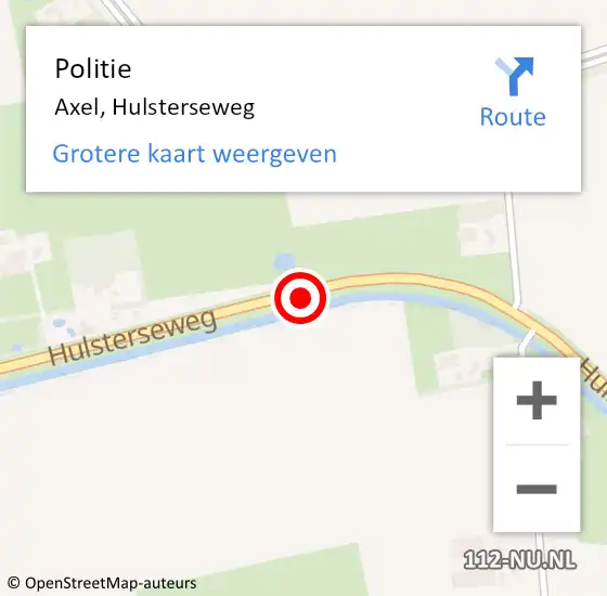 Locatie op kaart van de 112 melding: Politie Axel, Hulsterseweg op 22 juli 2018 10:27