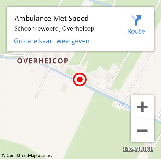 Locatie op kaart van de 112 melding: Ambulance Met Spoed Naar Schoonrewoerd, Overheicop op 22 juli 2018 11:20