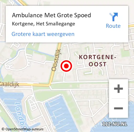 Locatie op kaart van de 112 melding: Ambulance Met Grote Spoed Naar Kortgene, Het Smallegange op 22 juli 2018 11:53