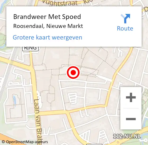 Locatie op kaart van de 112 melding: Brandweer Met Spoed Naar Roosendaal, Nieuwe Markt op 22 juli 2018 12:24