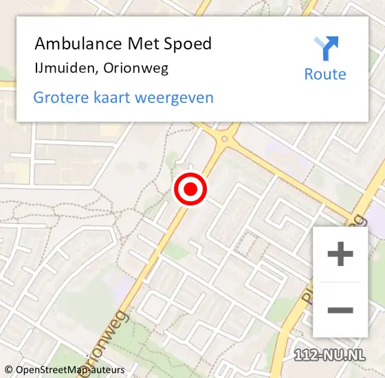 Locatie op kaart van de 112 melding: Ambulance Met Spoed Naar IJmuiden, Orionweg op 22 juli 2018 12:39