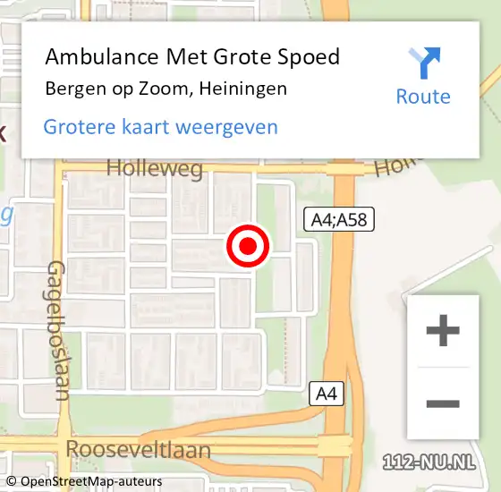 Locatie op kaart van de 112 melding: Ambulance Met Grote Spoed Naar Bergen op Zoom, Heiningen op 22 juli 2018 14:32