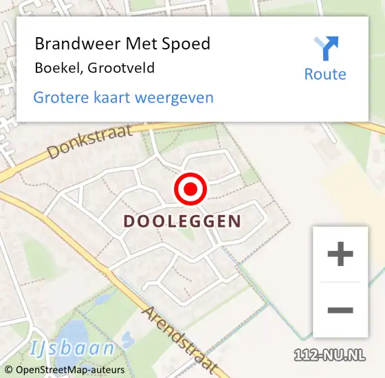 Locatie op kaart van de 112 melding: Brandweer Met Spoed Naar Boekel, Grootveld op 22 juli 2018 15:41