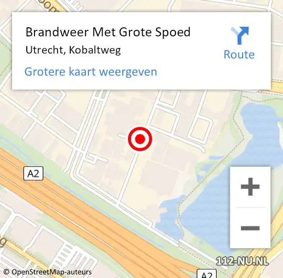 Locatie op kaart van de 112 melding: Brandweer Met Grote Spoed Naar Utrecht, Kobaltweg op 22 juli 2018 17:25