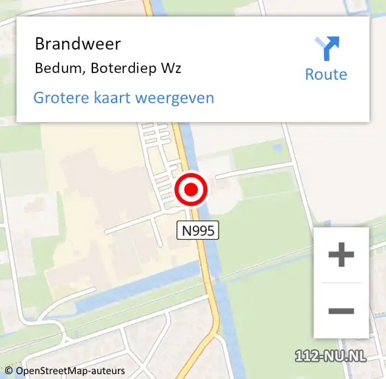 Locatie op kaart van de 112 melding: Brandweer Bedum, Boterdiep Wz op 22 juli 2018 17:25