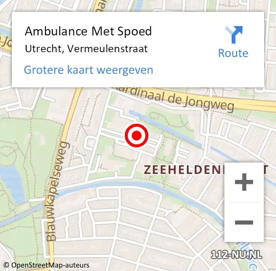 Locatie op kaart van de 112 melding: Ambulance Met Spoed Naar Utrecht, Vermeulenstraat op 22 juli 2018 18:07