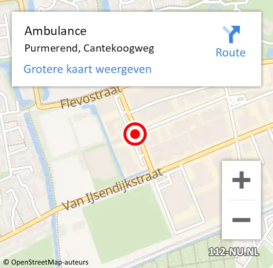 Locatie op kaart van de 112 melding: Ambulance Purmerend, Cantekoogweg op 22 juli 2018 21:25