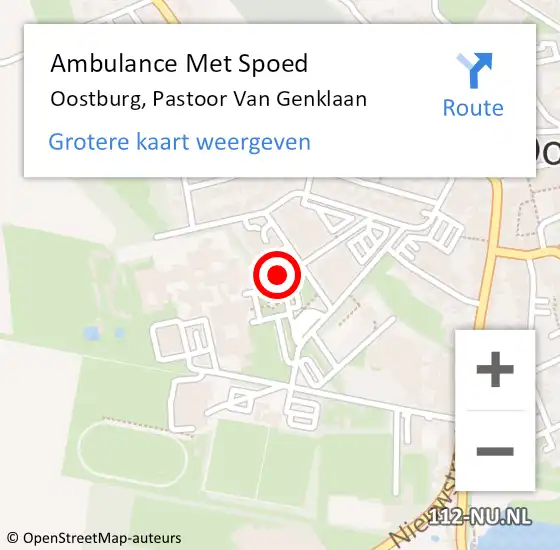 Locatie op kaart van de 112 melding: Ambulance Met Spoed Naar Oostburg, Pastoor Van Genklaan op 22 juli 2018 22:31