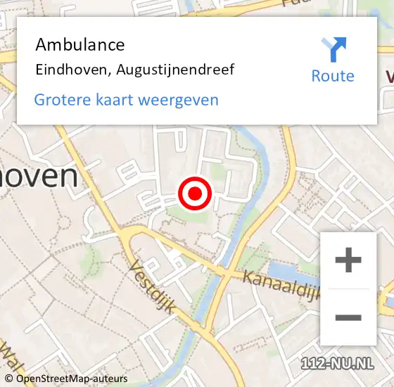 Locatie op kaart van de 112 melding: Ambulance Eindhoven, Augustijnendreef op 23 juli 2018 07:03