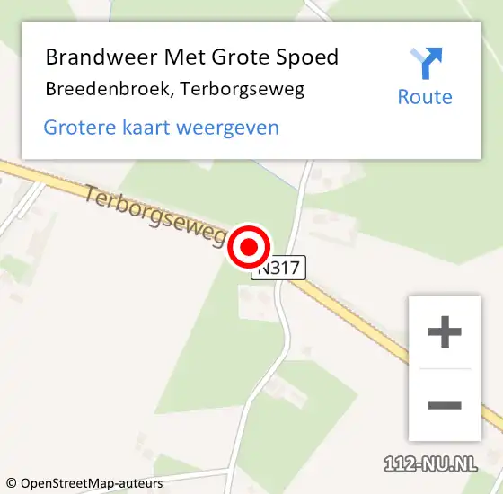 Locatie op kaart van de 112 melding: Brandweer Met Grote Spoed Naar Breedenbroek, Terborgseweg op 23 juli 2018 07:10