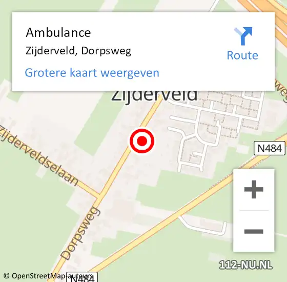 Locatie op kaart van de 112 melding: Ambulance Zijderveld, Dorpsweg op 23 juli 2018 08:15