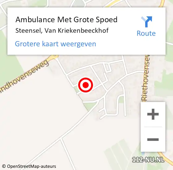 Locatie op kaart van de 112 melding: Ambulance Met Grote Spoed Naar Steensel, Van Kriekenbeeckhof op 23 juli 2018 08:54
