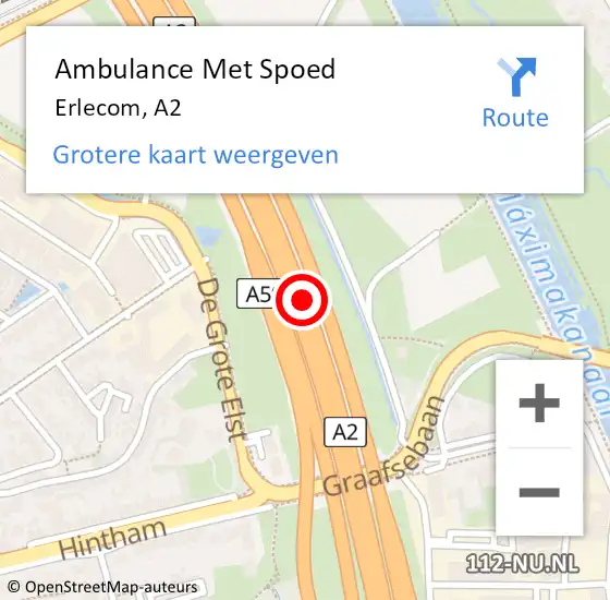 Locatie op kaart van de 112 melding: Ambulance Met Spoed Naar Beek Ubbergen, A2 op 23 juli 2018 09:47