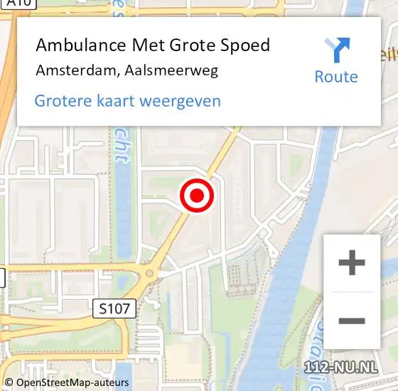 Locatie op kaart van de 112 melding: Ambulance Met Grote Spoed Naar Amsterdam, Aalsmeerweg op 23 juli 2018 11:46