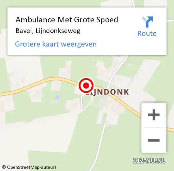 Locatie op kaart van de 112 melding: Ambulance Met Grote Spoed Naar Bavel, Lijndonkseweg op 23 juli 2018 19:57